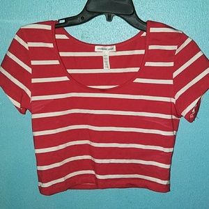 Red and white striped crop top. Size L